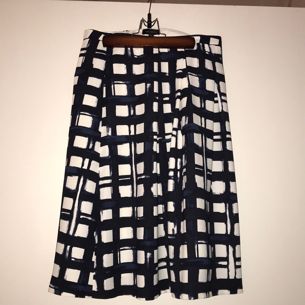 The Limited navy and white midi skirt